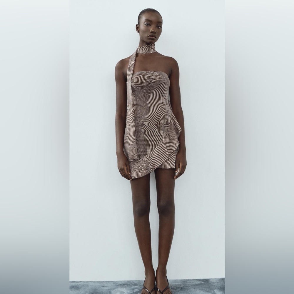 Zebra print tulle slip dress
